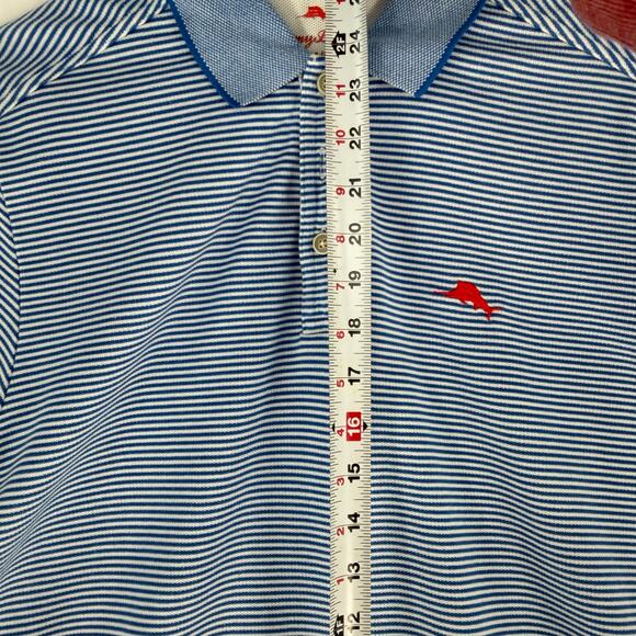 Tommy Bahama Men's Striped Polo Shirt, Blue/White, Size M - Marlin Logo - Picture 4 of 14